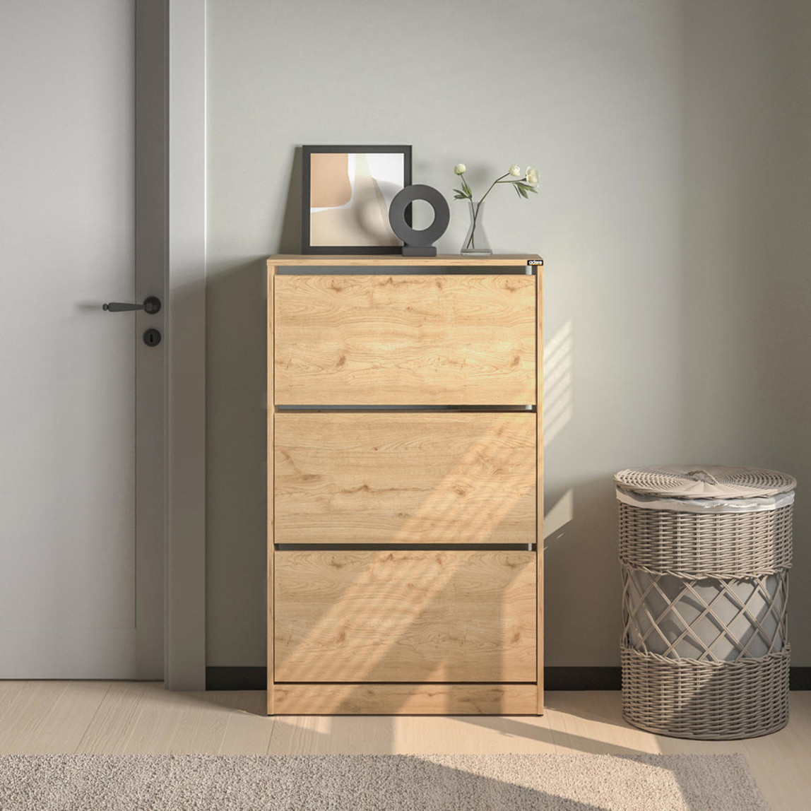    Adore Flat Duo 3 Katlı Geniş Ayakkabılık - Florida Meşe 