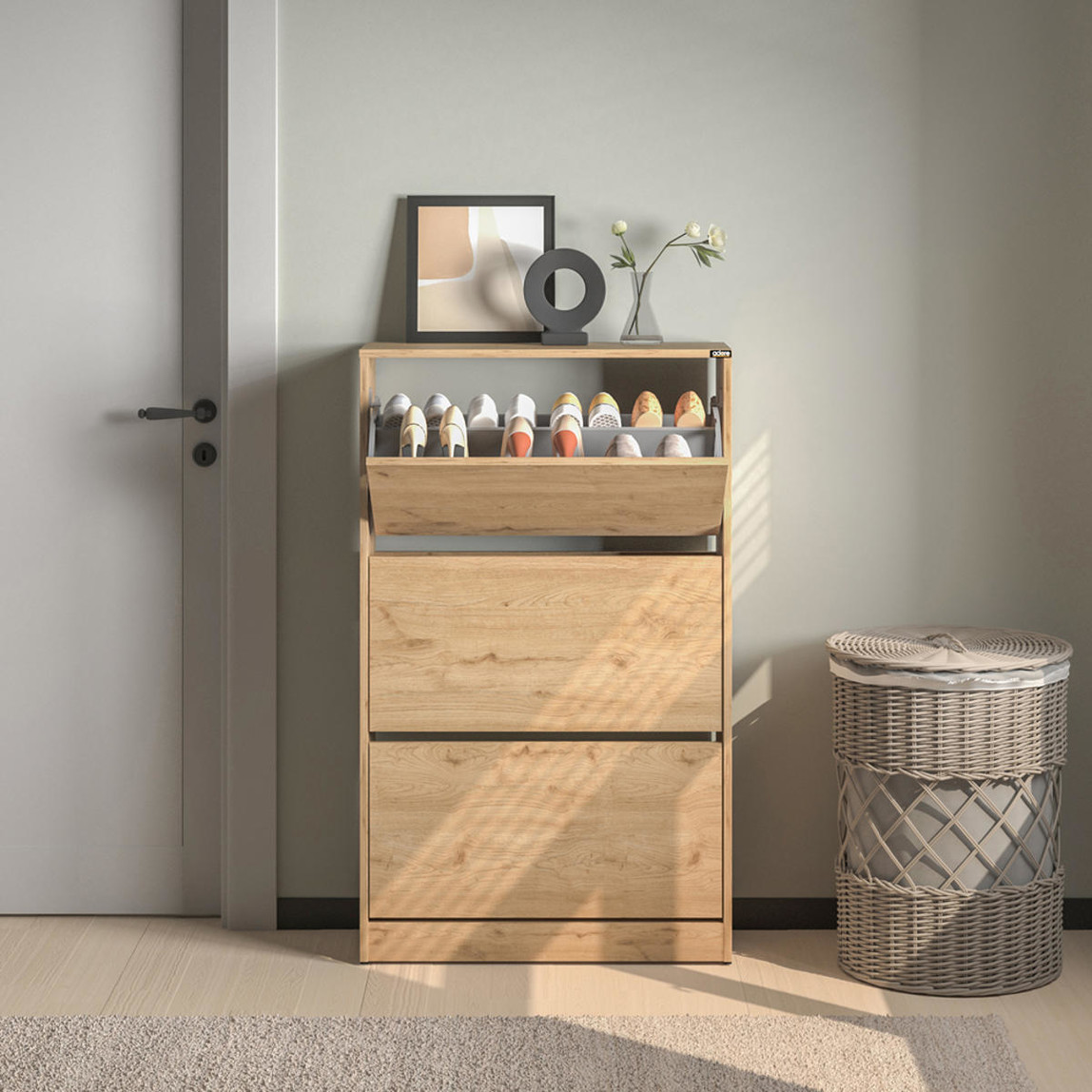    Adore Flat Duo 3 Katlı Geniş Ayakkabılık - Florida Meşe 