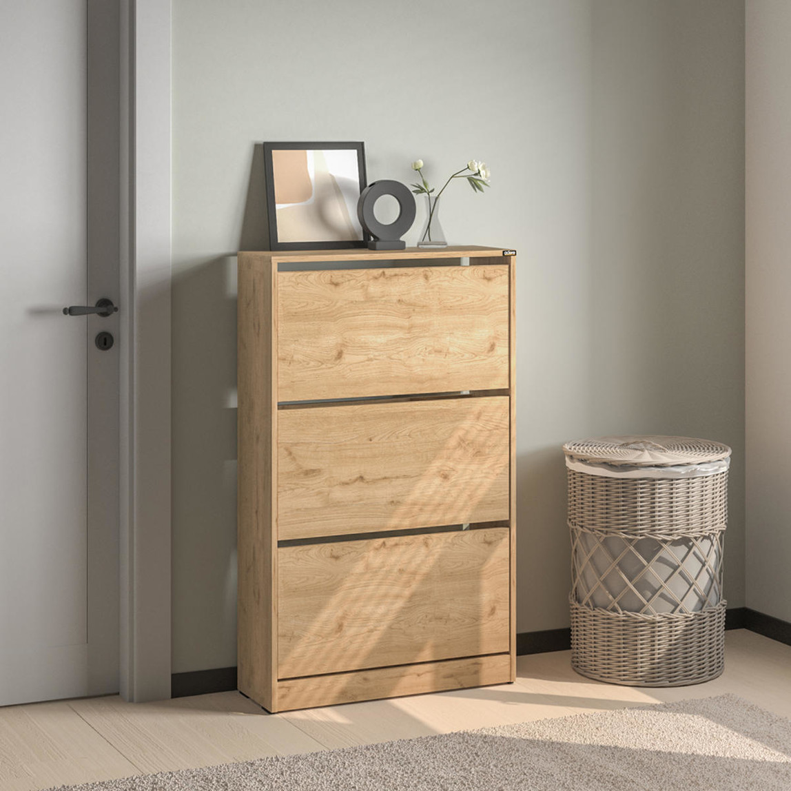    Adore Flat Duo 3 Katlı Geniş Ayakkabılık - Florida Meşe 