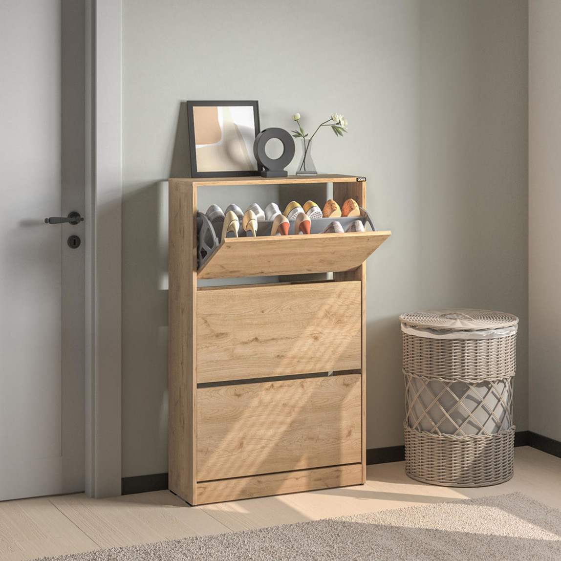    Adore Flat Duo 3 Katlı Geniş Ayakkabılık - Florida Meşe 