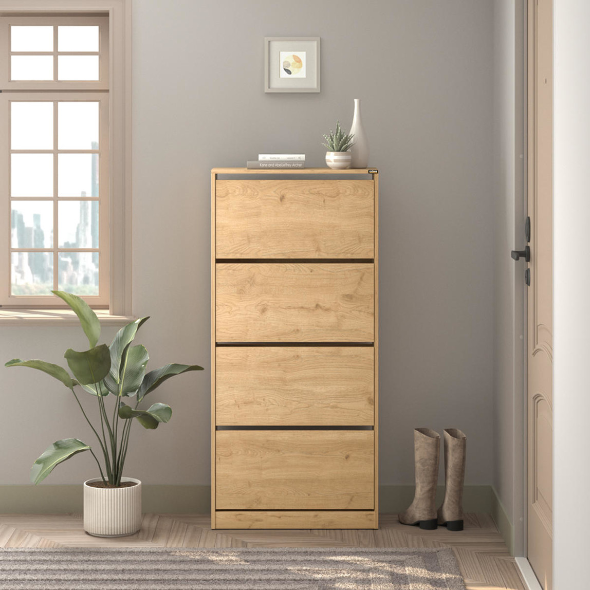    Adore Flat Duo 4 Katlı Geniş Ayakkabılık - Florida Meşe 