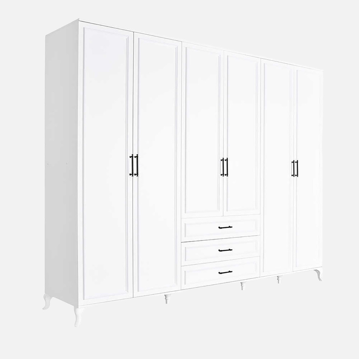    Adore Country 6 Kapaklı 3 Çekmeceli Gardırop-Mat Lake Beyaz 