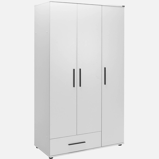 Adore White 3 Kapaklı Tek Çekmeceli Gardırop-Mat Beyaz