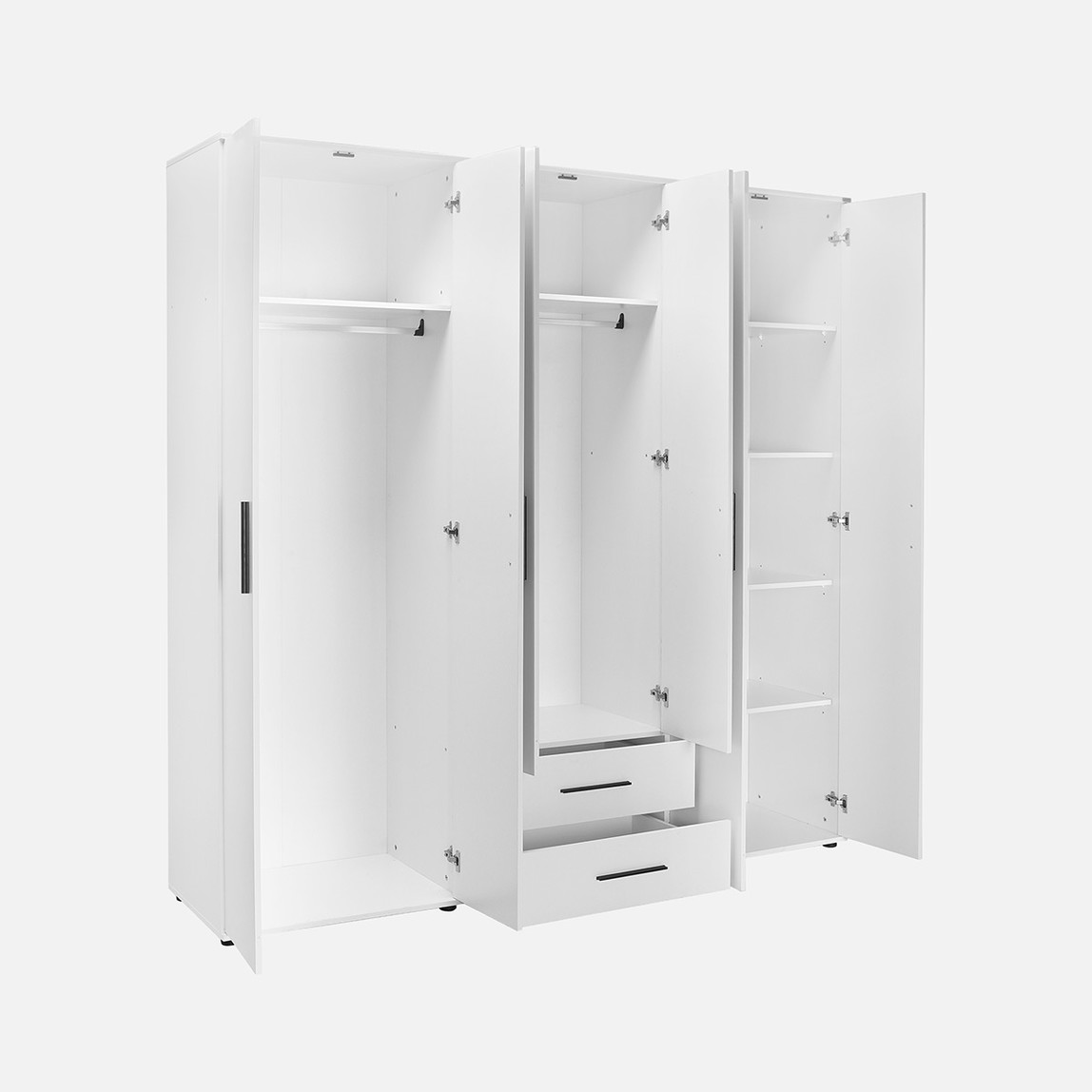    Adore White 6 Kapaklı 2 Çekmeceli Gardırop-Mat Beyaz 