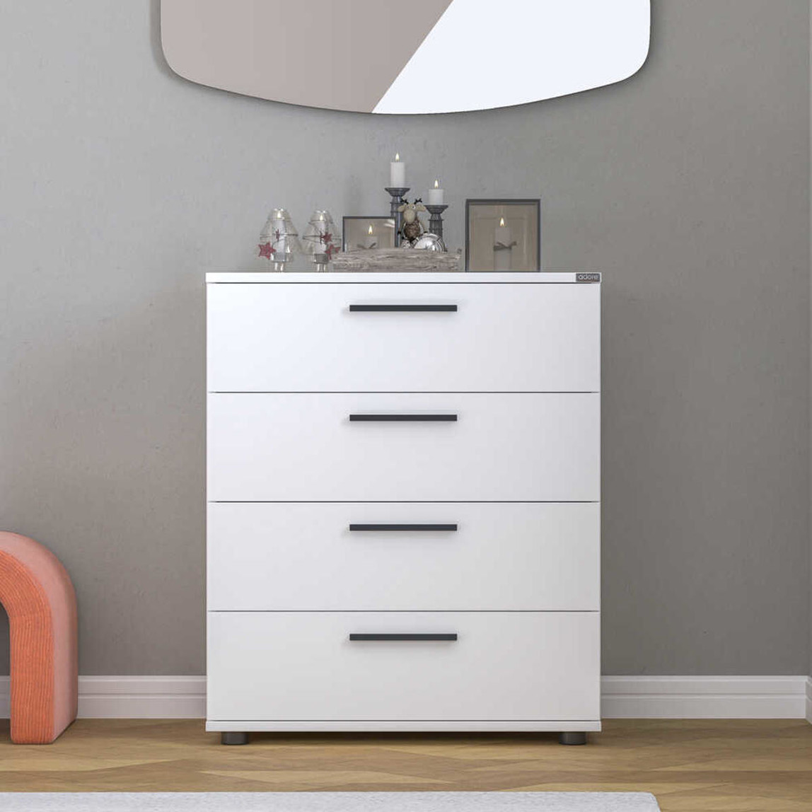    Adore White 4 Çekmeceli Şifonyer - Mat Beyaz 