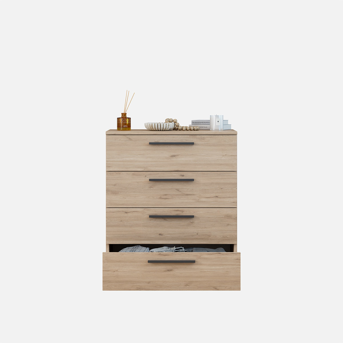    Adore White 4 Çekmeceli Şifonyer - Florida Meşe 