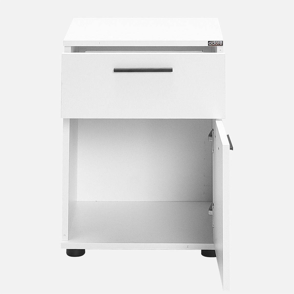    Adore White Çekmeceli Kapaklı Komodin-Mat Beyaz  