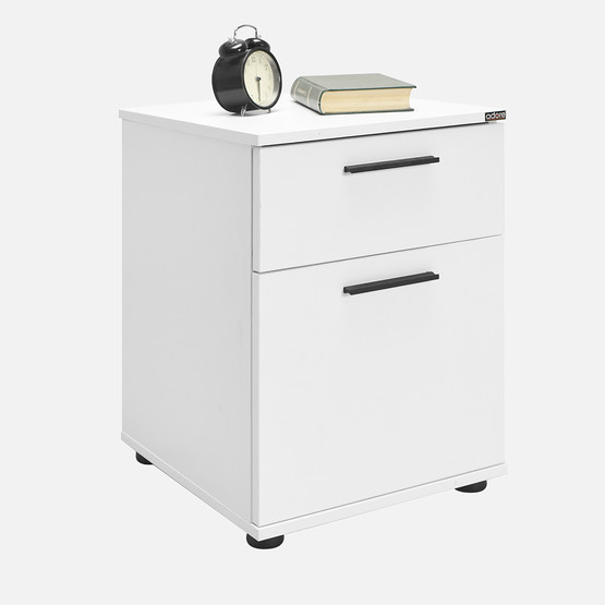 Adore White Çekmeceli Kapaklı Komodin-Mat Beyaz 