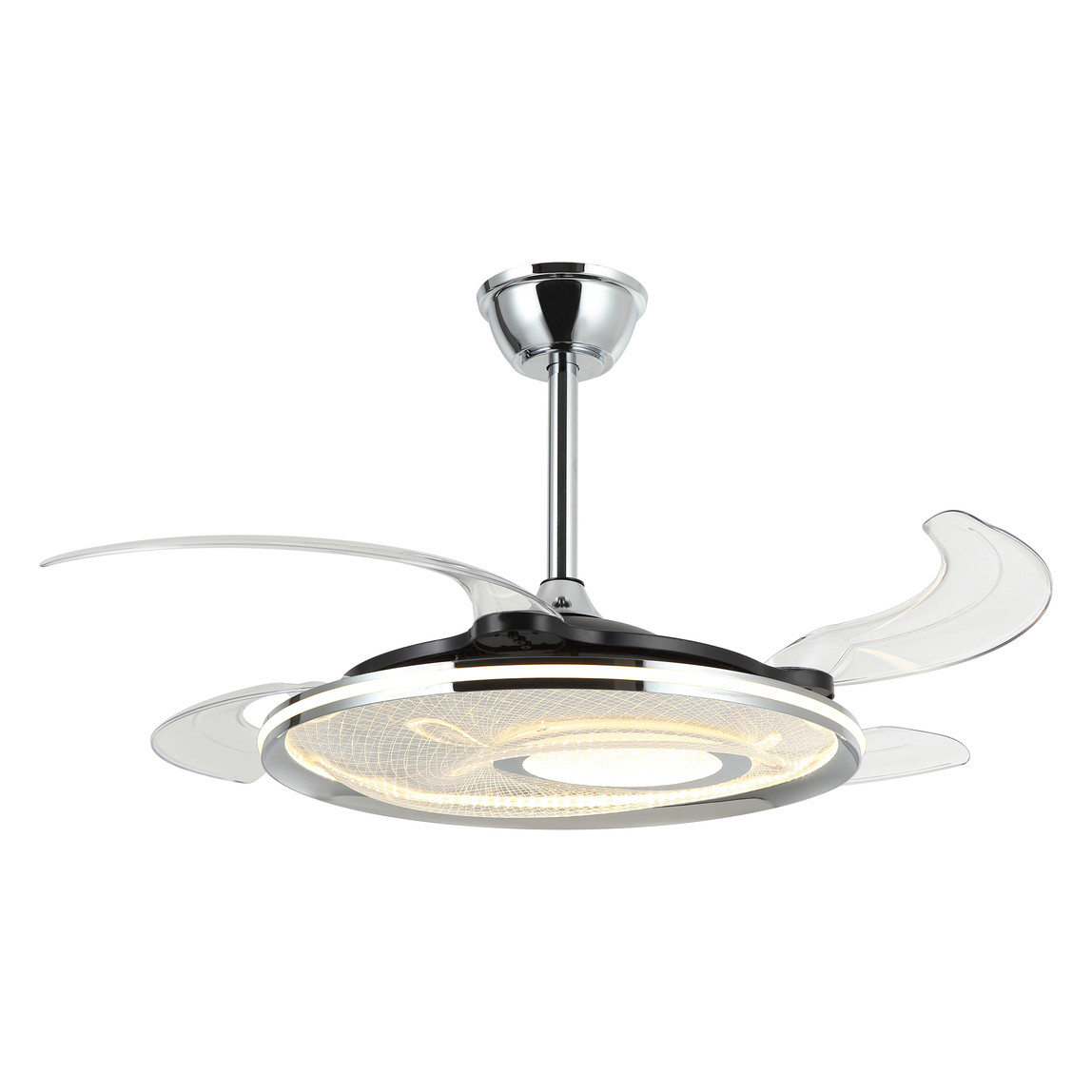    Lucea Panada 02 Fanlı Led Avize Krom 