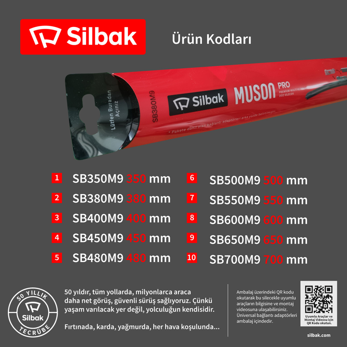    Silbak Oto Ön Cam Sileceği 350 mm 