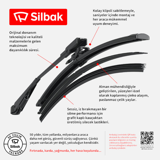 Silbak Oto Ön Cam Sileceği 550 mm