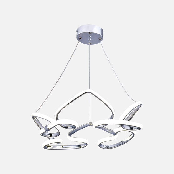Hale Led Krom Büyük 3 Renk Işıklı Sarkıt Avize