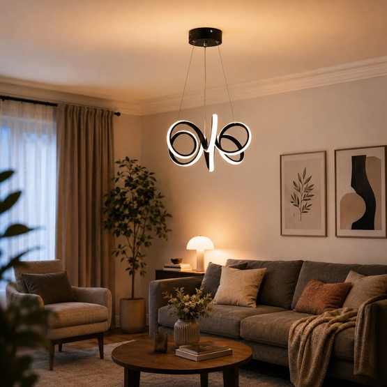 Lizbon Led Siyah Küçük 3 Renk Işıklı Sarkıt Avize