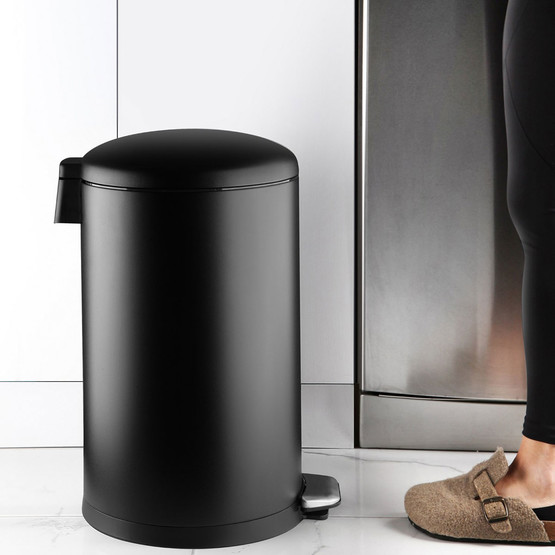 Bombe Kapaklı Çöp Kovası 30L Texture Siyah
