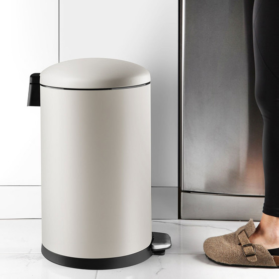 Bombe Kapaklı Çöp Kovası 30L Mat Bej