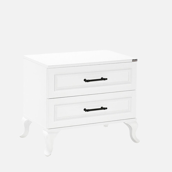 Country 2 Çekmeceli Komodin-Mat Lake Beyaz 51x53x40 cm (GxYxD)