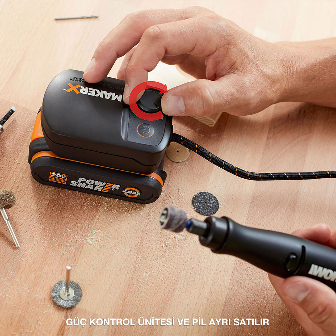    Worx WA7160 MAKERX 20Volt HUB Devir Ayarlı Adaptör (Akü ve Şarj Cihazı Dahil Değildir) 