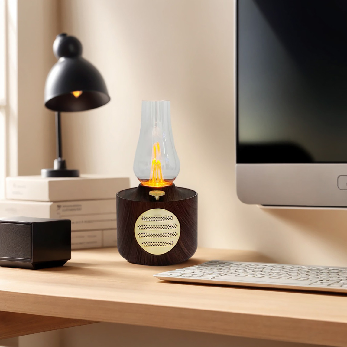    Dlc Led Usb Şarjlı Gaz Lambası Müzik Çalar 