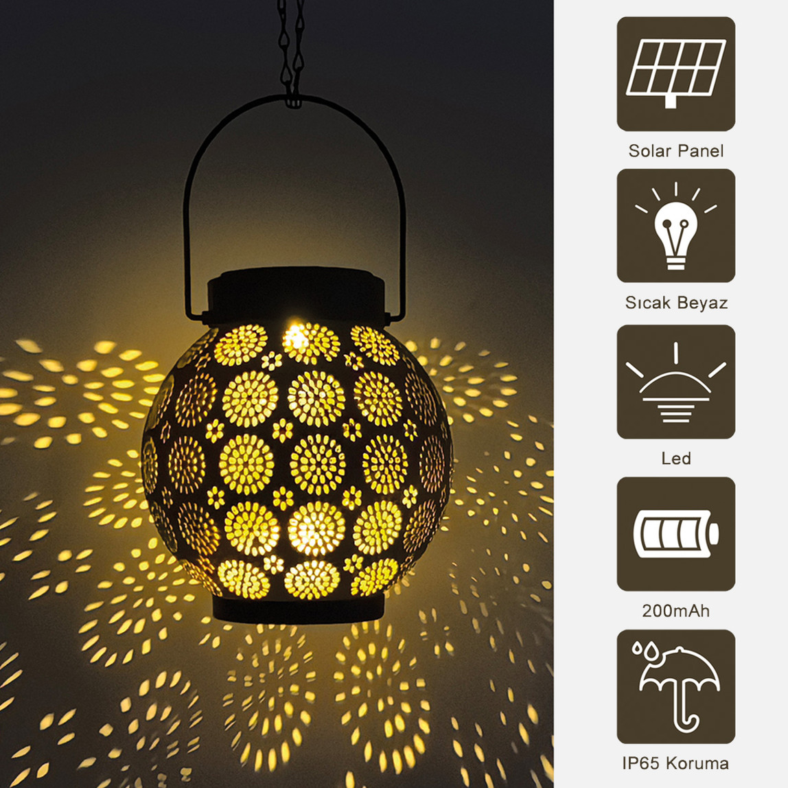   Greentech GT-SL25R Güneş Enerjili 223 Cob Ledli, Hareket Sensörlü, 3 Taraflı Aydınlatma
 