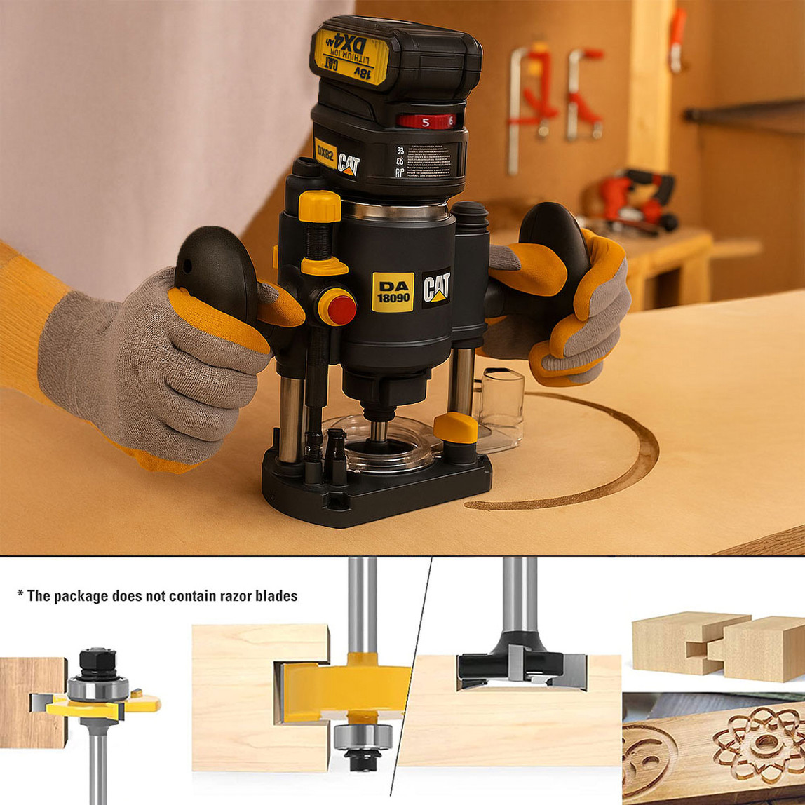    CAT DX82B.3 18Volt Şarjlı Kömürsüz 6mm Devir Ayarlı Profesyonel Avuç İçi El Frezesi Formika Tıraşlama (Akü ve Şarj Cihazı Dahil Değildir) 