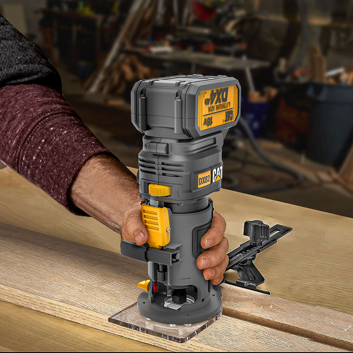    CAT DX82B.3 18Volt Şarjlı Kömürsüz 6mm Devir Ayarlı Profesyonel Avuç İçi El Frezesi Formika Tıraşlama (Akü ve Şarj Cihazı Dahil Değildir) 