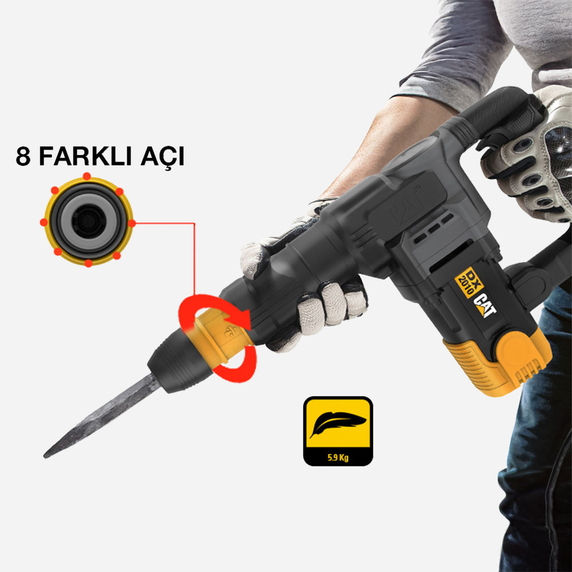    CAT DX2010 1200Watt 15 Joule Profesyonel SDS Max 6Kg Kırıcı  