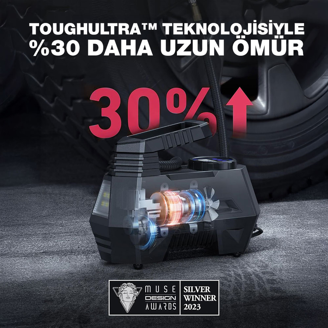    KOBB KB180 12Volt 150 PSI Ayarlanabilir Dijital Basınç Göstergeli Lastik Şişirme Pompası 