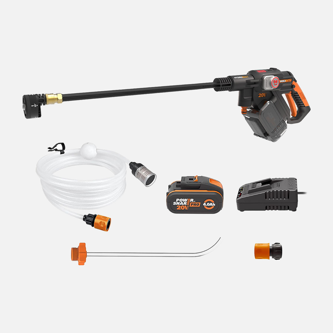    WORX WG633E 20Volt 4.0Ah. Li-ion 56Bar Kömürsüz Basınçlı Yıkama Tabancası (2 Parça Yıkama Seti) 