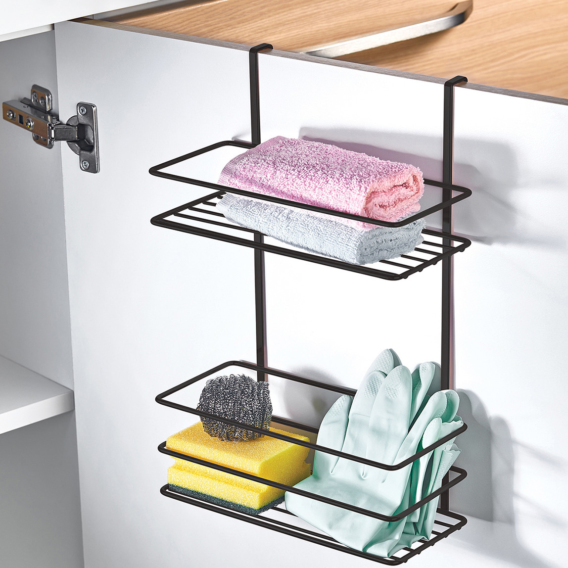    Okyanus Home Askılı 2 Katlı Dolap Düzenleyici Raf Siyah 