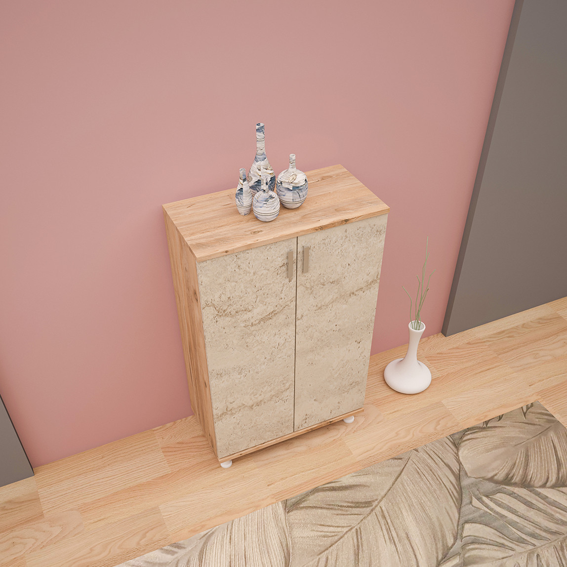    Movemo CT142 Çam Traverten Çok Amaçlı Dolap 