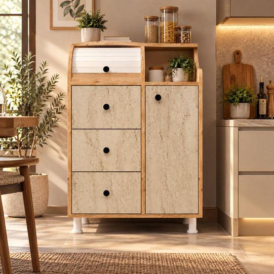 Movemo CT011 Çam Traverten Çok Amaçlı Dolap