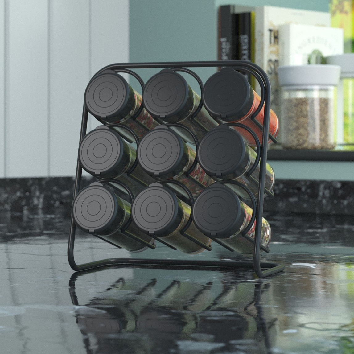    Teknotel MG025 9'lu Standlı Cam Şişeli Baharatlık 