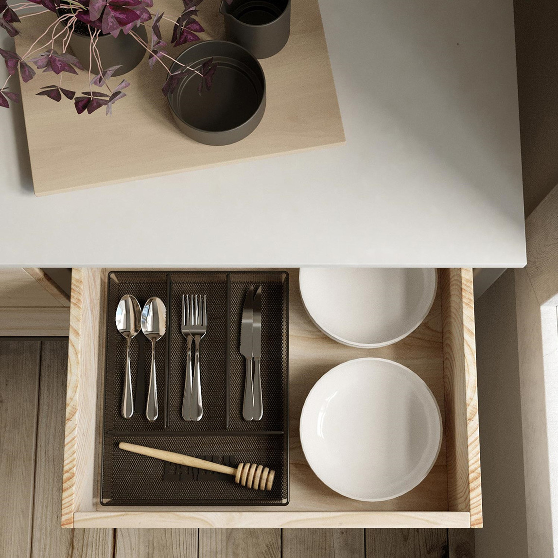    Teknotel MG071 Çekmece İçi Kaşıklık Siyah 