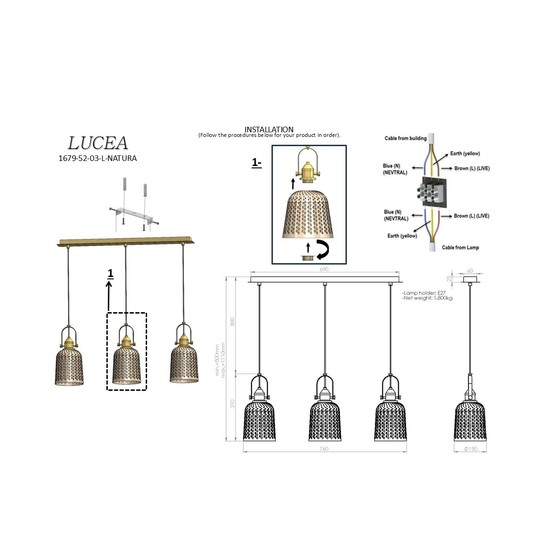 Lucea Natura 3’lü Sıralı Antik Sarkıt