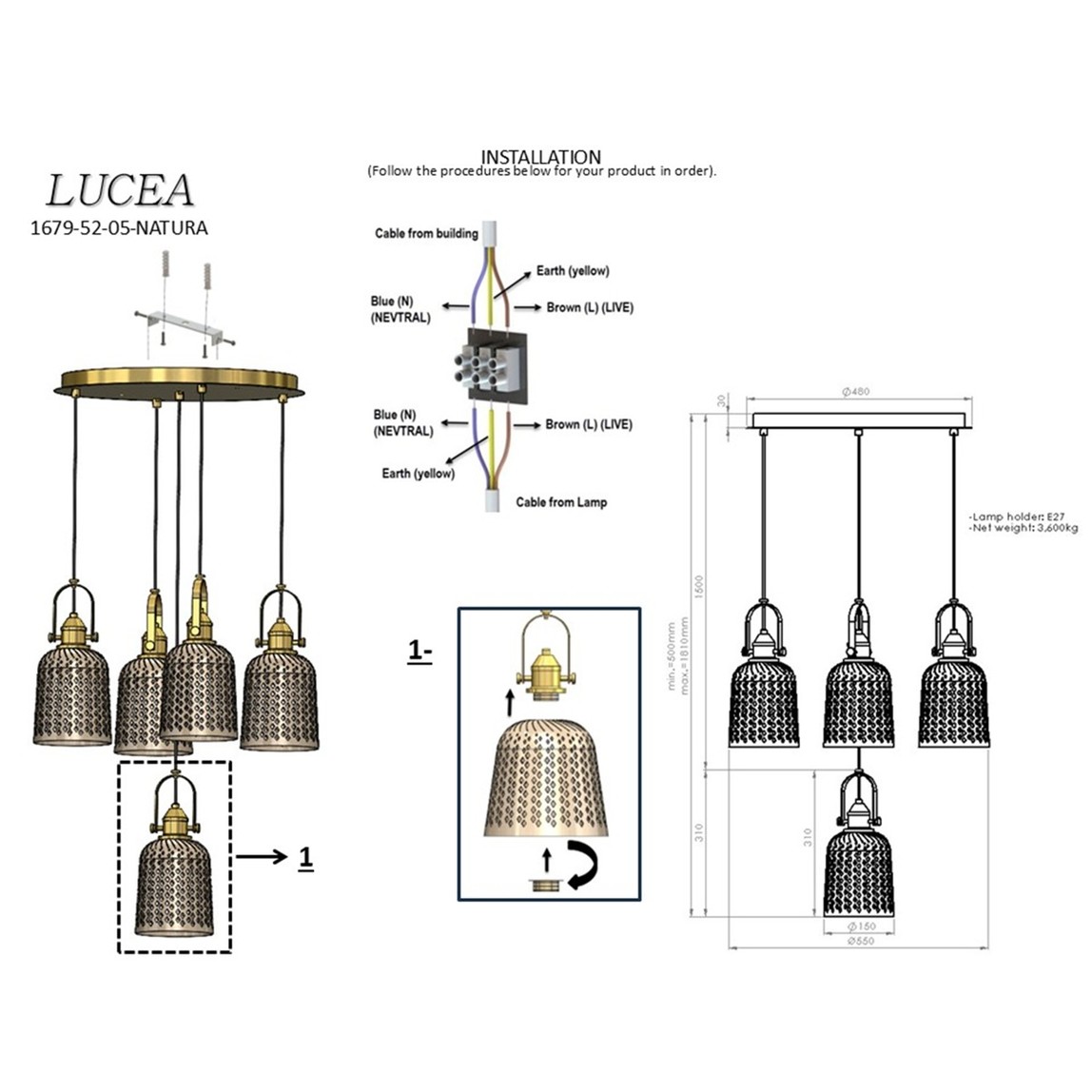    Lucea Natura 4+1 Antik Sarkıt 