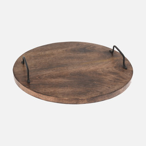 Koopmann Yuvarlak Kesme Tahtası – Mango Ağacı, Yanık Görünümlü