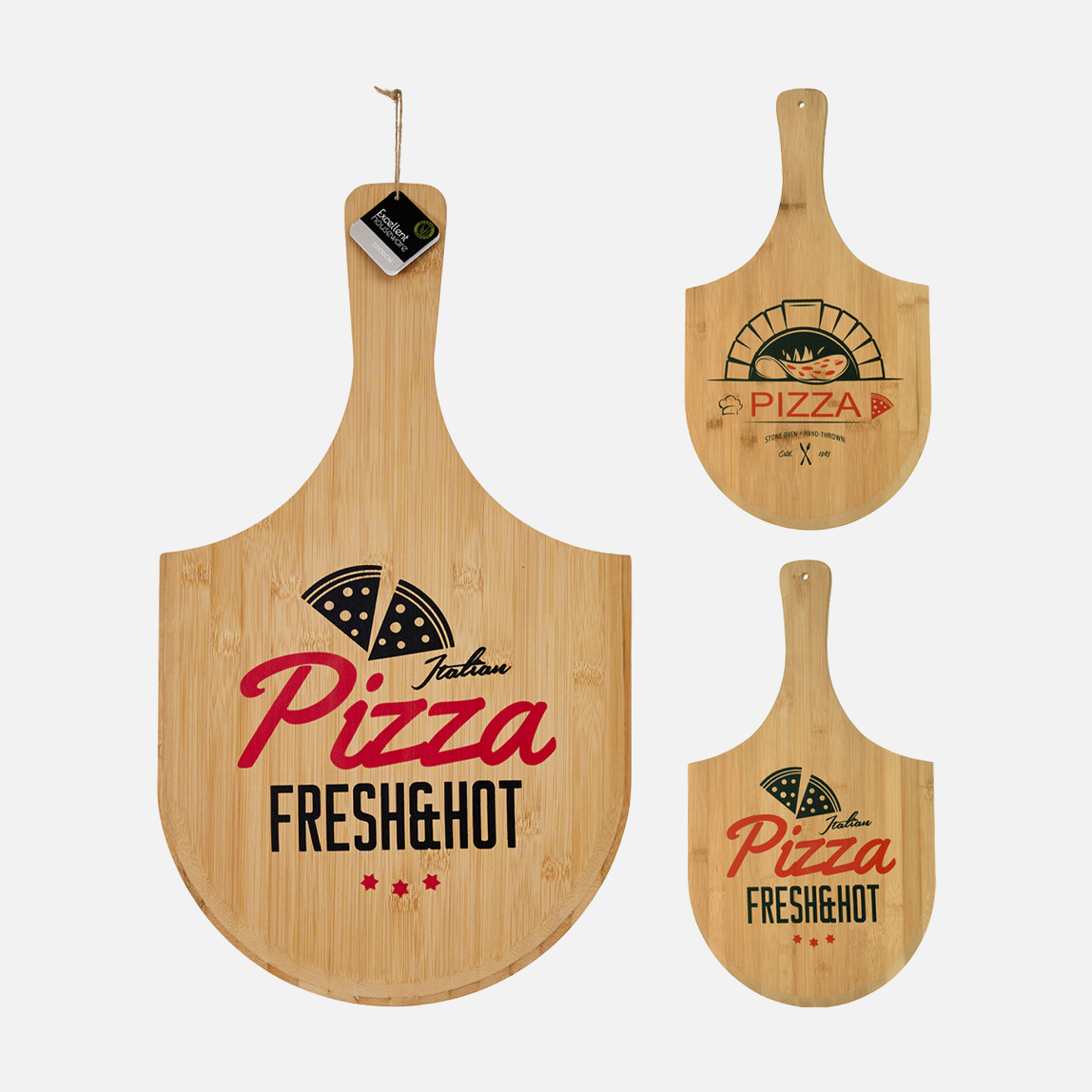    Koopmann Pizza Kesme Tahtası – Bambu, Askı Delikli 