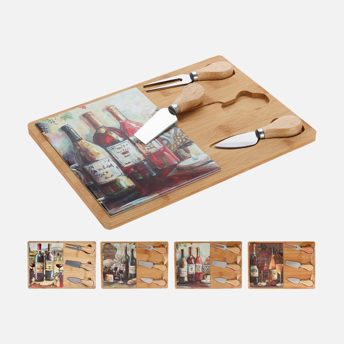    Koopmann Peynir Tahtası Seti Bambu ve Dolomit 4 Parça 