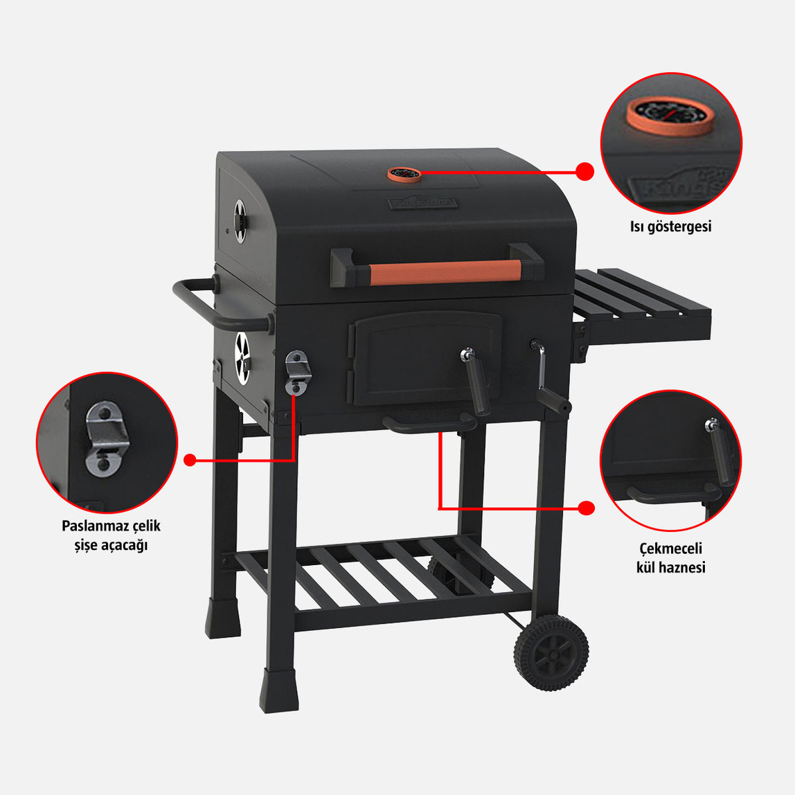    Kingstone Woody Kömürlü Mangal 58x42,5 cm 