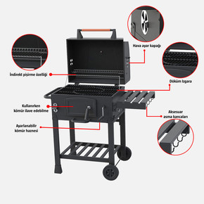 Kingstone Woody Kömürlü Mangal 58x42,5 cm