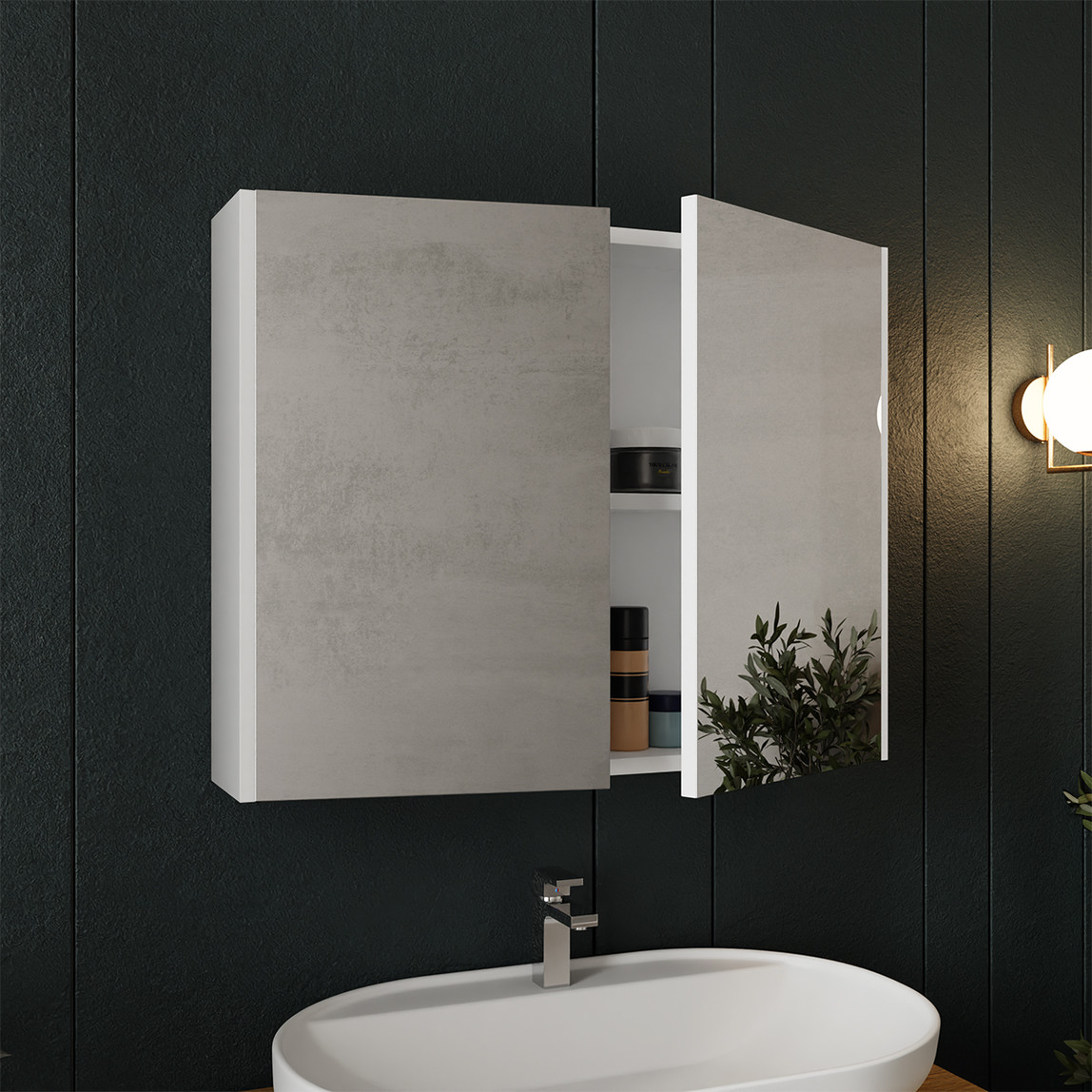    Liva Aynalı 80 cm Takım Banyo Dolabı Beyaz 