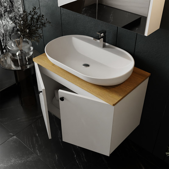 Liva Aynalı 80 cm Takım Banyo Dolabı Beyaz