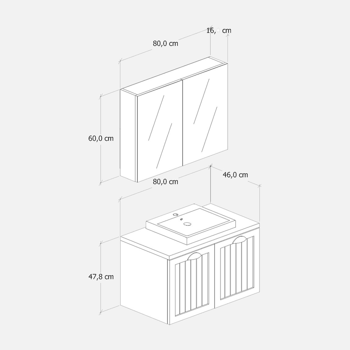    Fly Aren 80 cm MDF Banyo Dolabı 