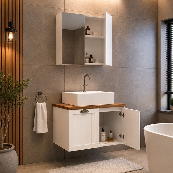 Fly Aren 80 cm MDF Banyo Dolabı