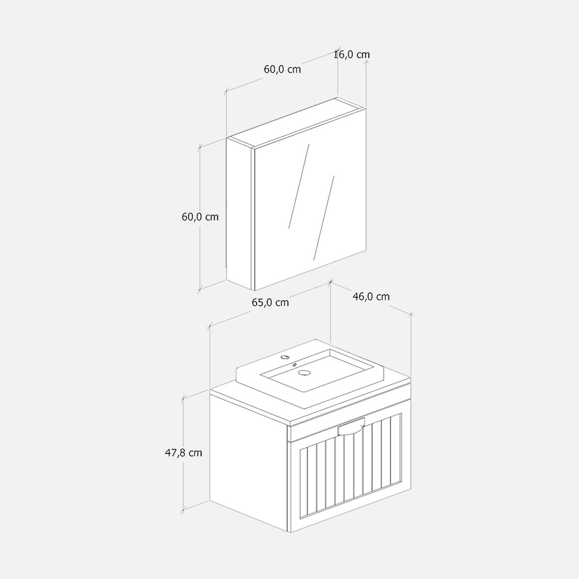    Fly Aren 65 cm MDF Banyo Dolabı 
