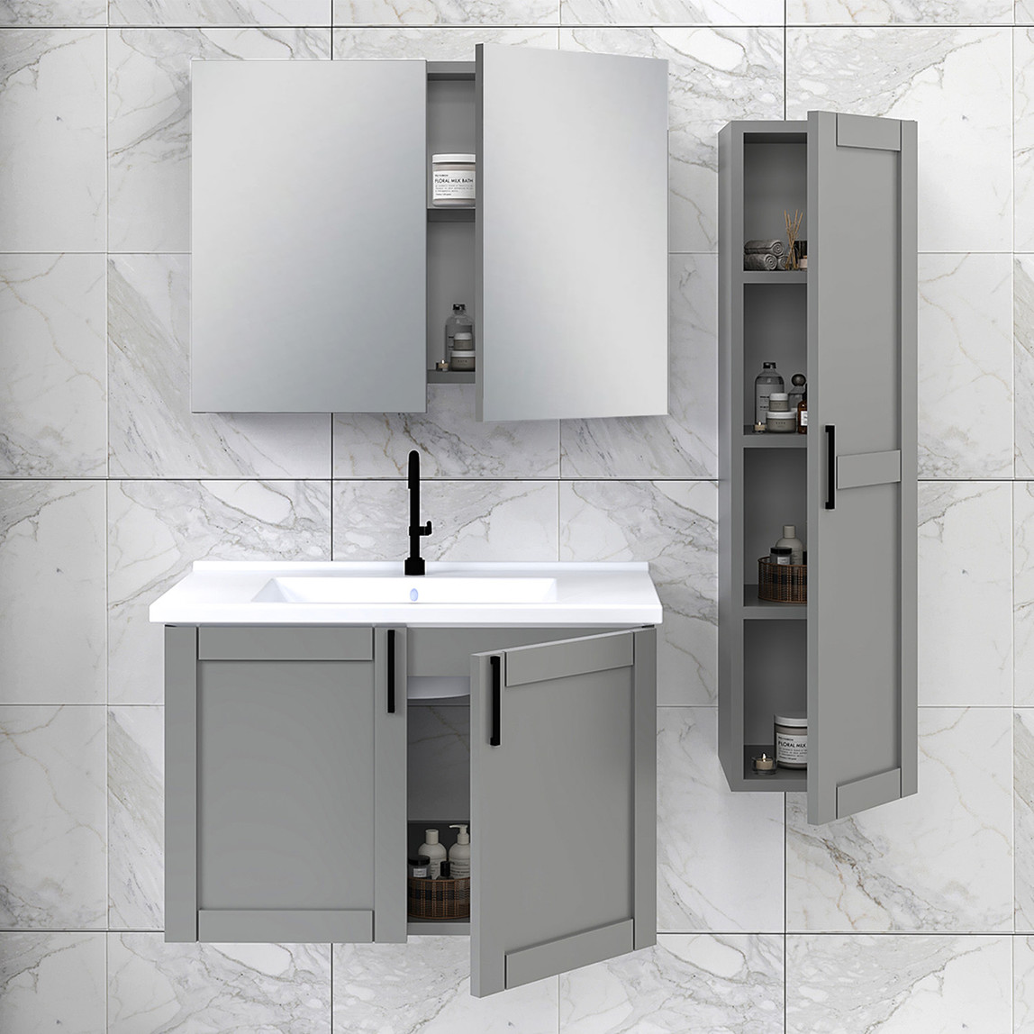    Fly Riva 80 cm MDF Banyo Dolabı 