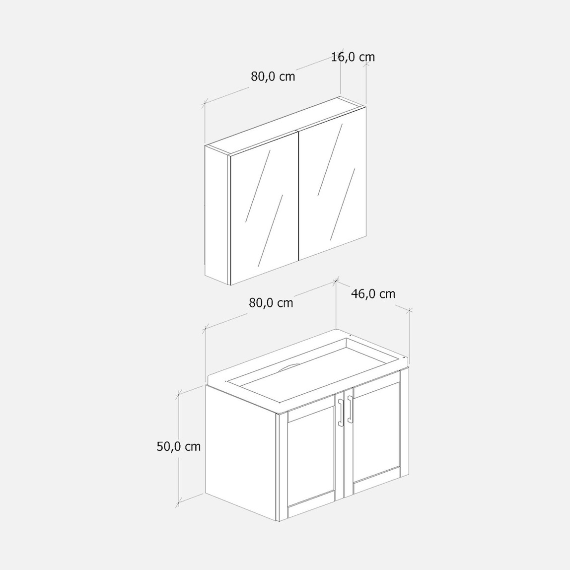    Fly Riva 80 cm MDF Banyo Dolabı 