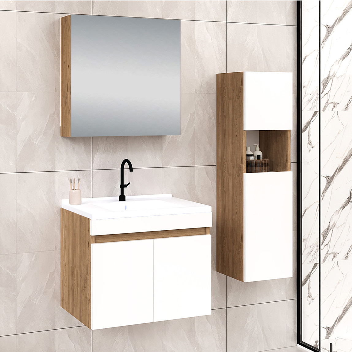    Fly Saura 65 cm MDF Banyo Dolabı 