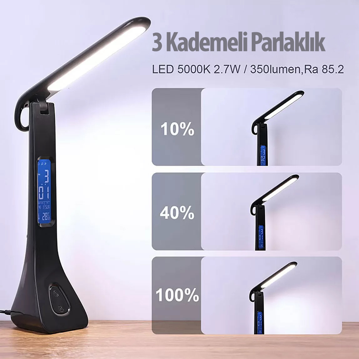    Çok Fonksiyonlu Led Masa Lambası Siyah 