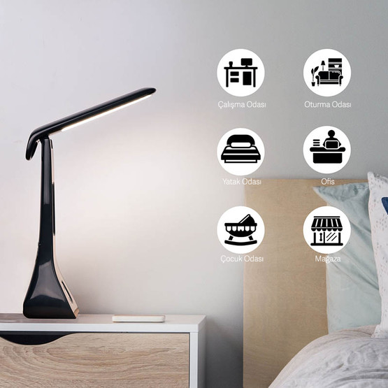 Çok Fonksiyonlu Led Masa Lambası Siyah